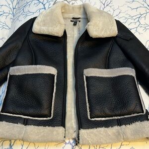 Aqua faux shearling coat